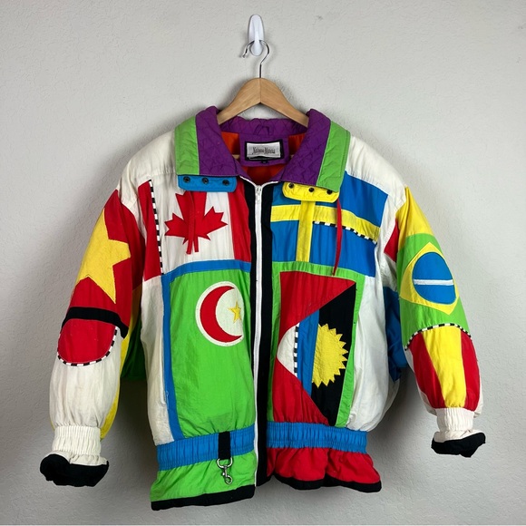 Vintage Neiman Marcus Gallery Ski Jacket Coat Puffer Zip 90s World Olympics - Picture 2 of 16